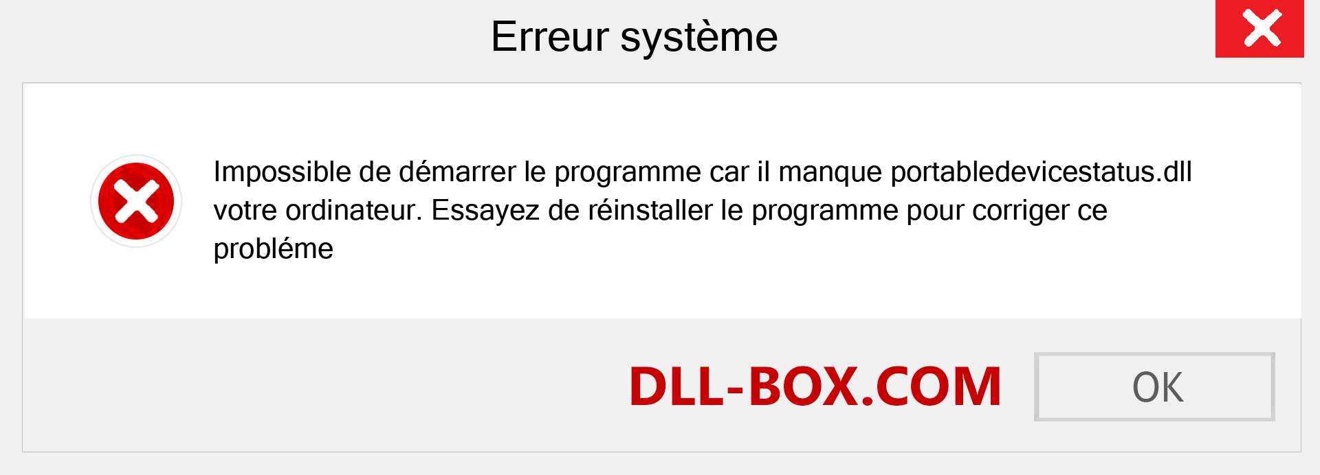 Le fichier portabledevicestatus.dll est manquant ?. Télécharger pour Windows 7, 8, 10 - Correction de l'erreur manquante portabledevicestatus dll sur Windows, photos, images