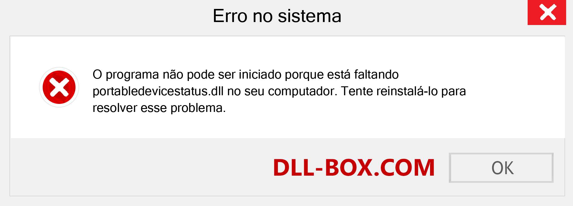 Arquivo portabledevicestatus.dll ausente ?. Download para Windows 7, 8, 10 - Correção de erro ausente portabledevicestatus dll no Windows, fotos, imagens